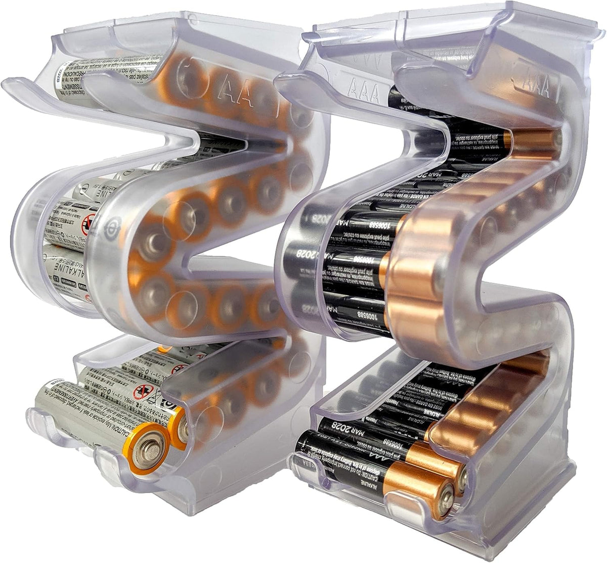 Battery Ladder Case - Battery Organizer & Dispenser (AAA & AA) | Stack It or Wall-Mount It To Dispense Batteries in First-In-First-Out Order, Tidy Storage for Home, Garage & Workshop