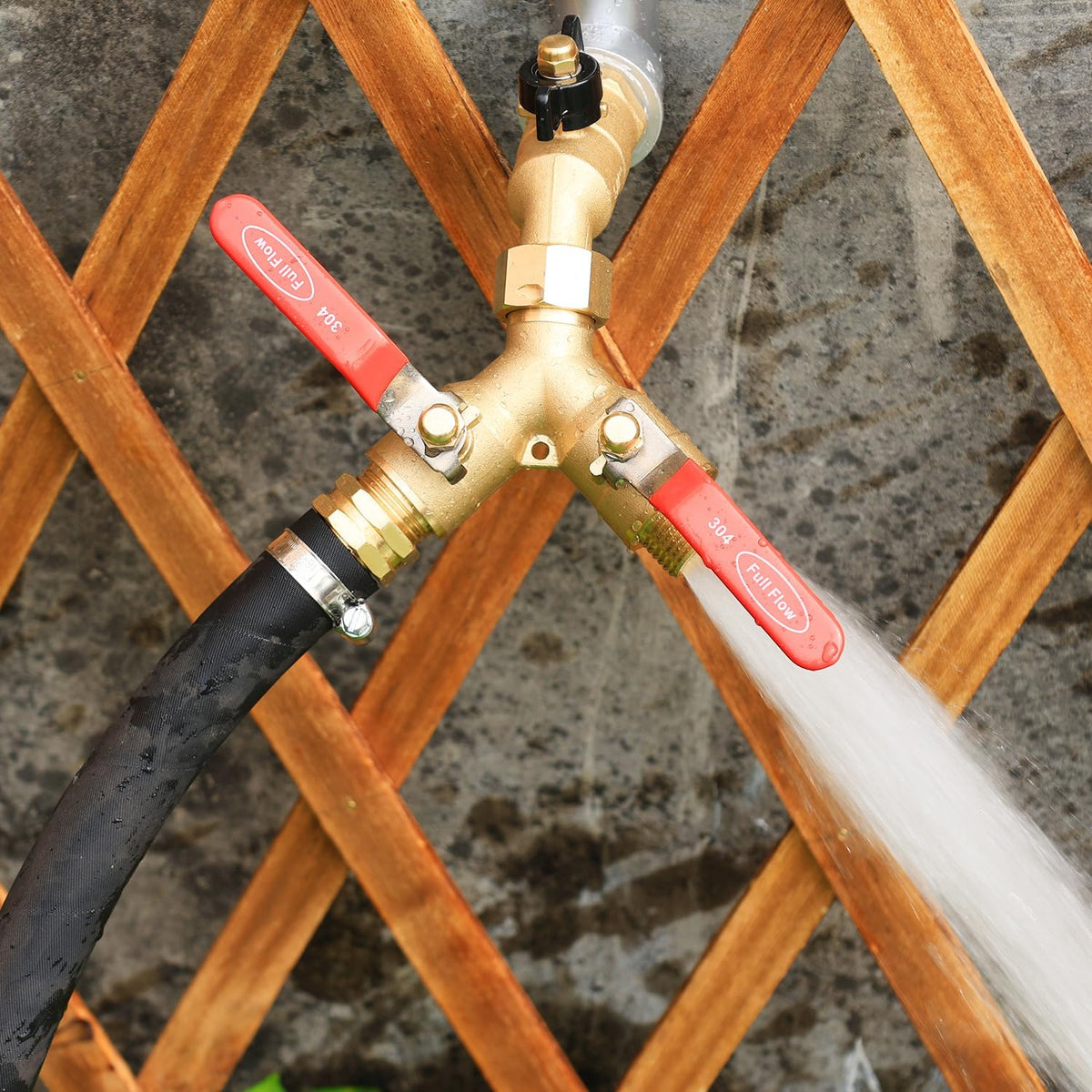 SIGURANTA Garden hose splitter, full-flow, heavy-duty brass 2-way high flow, outdoor faucet Y-valve closure diverter connector, garden hose high-flow diverter adapter. (2-Way Full Flow)