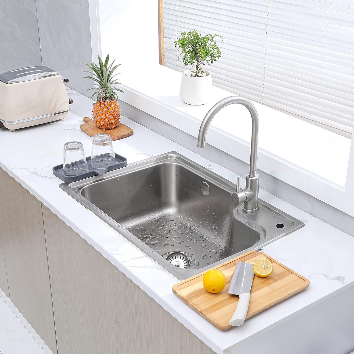MicoYang Silicone Bathroom Soap Dishes with Drain Spout-Bathroom and Kitchen Sink Organizer,Sponge Holder,Dish Soap Tray,Perfect for Dispenser,Scrubber,Bottle,Cup on Sink or Counter-Coffee 4.9"×3.2"
