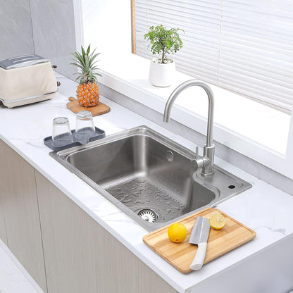MicoYang Silicone Bathroom Soap Dishes with Drain Spout-Bathroom and Kitchen Sink Organizer,Sponge Holder,Dish Soap Tray,Perfect for Dispenser,Scrubber,Bottle,Cup on Sink or Counter-Coffee 4.9"×3.2"