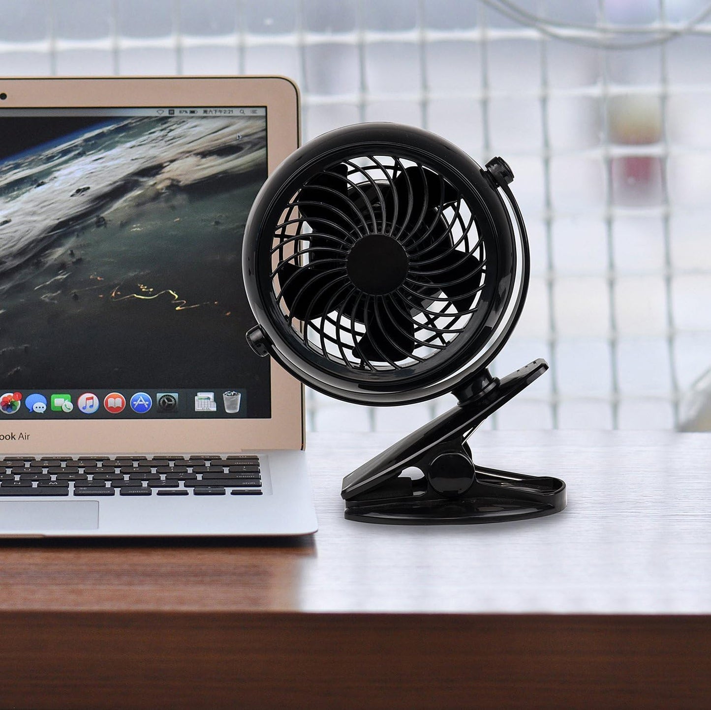 Gazeled Clip on Fan Battery Operated, 360° Rotation, with 8 Free AA Batteries, Quiet USB or Battery Operated Fan, 5'' Portable Battery Powered Clip on Fans for Camping, Stroller, Bedroom, Outdoor