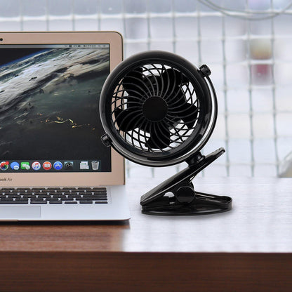 Gazeled Clip on Fan Battery Operated, 360° Rotation, with 8 Free AA Batteries, Quiet USB or Battery Operated Fan, 5'' Portable Battery Powered Clip on Fans for Camping, Stroller, Bedroom, Outdoor