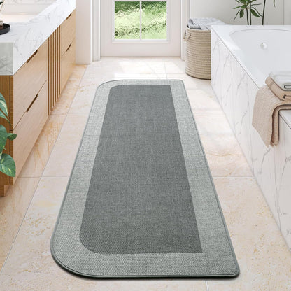YDKGL Ultra Thin Bathroom Rugs Mat Quick Dry Absorbent Non Slip Bath Mat Bath Mats for Bathtub Mat Bathroom Carpet Fit Under Door Washable Floor Rubber Half Round Bath Rugs Grey 16x24