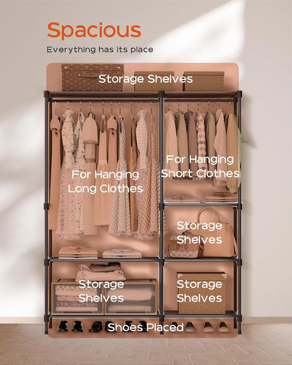 CASAMAYA Clothes Rack, Portable Closet, 80.7 Inch Extra Large Capacity Wardrobe Closet, Clothes Storage Organizer with Shelves and 5 Hanging Rods, Easy to Assembly, Black PCT036B01
