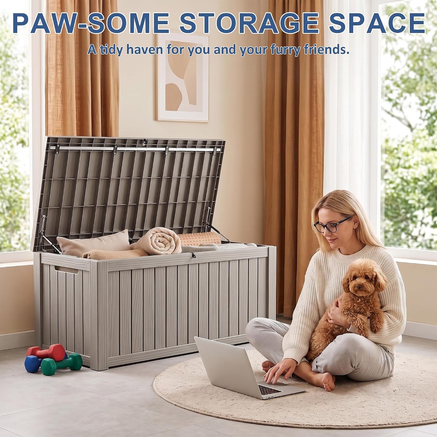 50Gal Outdoor Storage Box Anti-Theft Delivery Box Lockable Deck Box | Heavy-duty UV & weatherproof resin for secure parcel drop, patio cushion storage, garden tools & porch package organization