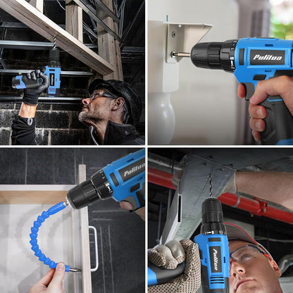 PULITUO Drill Set, 149-Piece Home Tool Set with 12V Pink Cordless Drill, Tool Box, Hand Tool Kits for Women & Men and DIY Enthusiasts, for Home Improvement