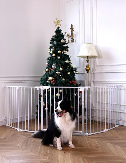 Babelio 104" Extra Wide Baby Gate, 30” Tall Auto Close Dog Fence for Stairs Doorways Fireplace, Hardware Mounted Pet Gate Indoor, Foldable 5 Metal Panels, AdaptiZone Series, Black