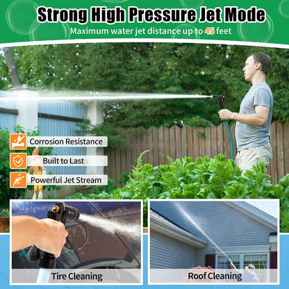 AUTOMAN Garden Hose Nozzle - 100% Metal High Pressure Spray Nozzle, Adjustable Spray Patterns, Labor-Saving, Heavy Duty for Garden Watering, Car Washing, Window Cleaning, Pets Showering