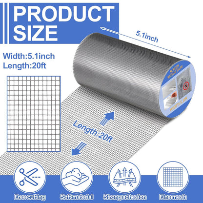 CroBlissful Extra Wide 5 inch x 20 ft Window Screen Tape Mesh Repair Strong Adhesive Waterproof Fiberglass Screen Repair Kit Patch for Window Door Tears Holes(Black)