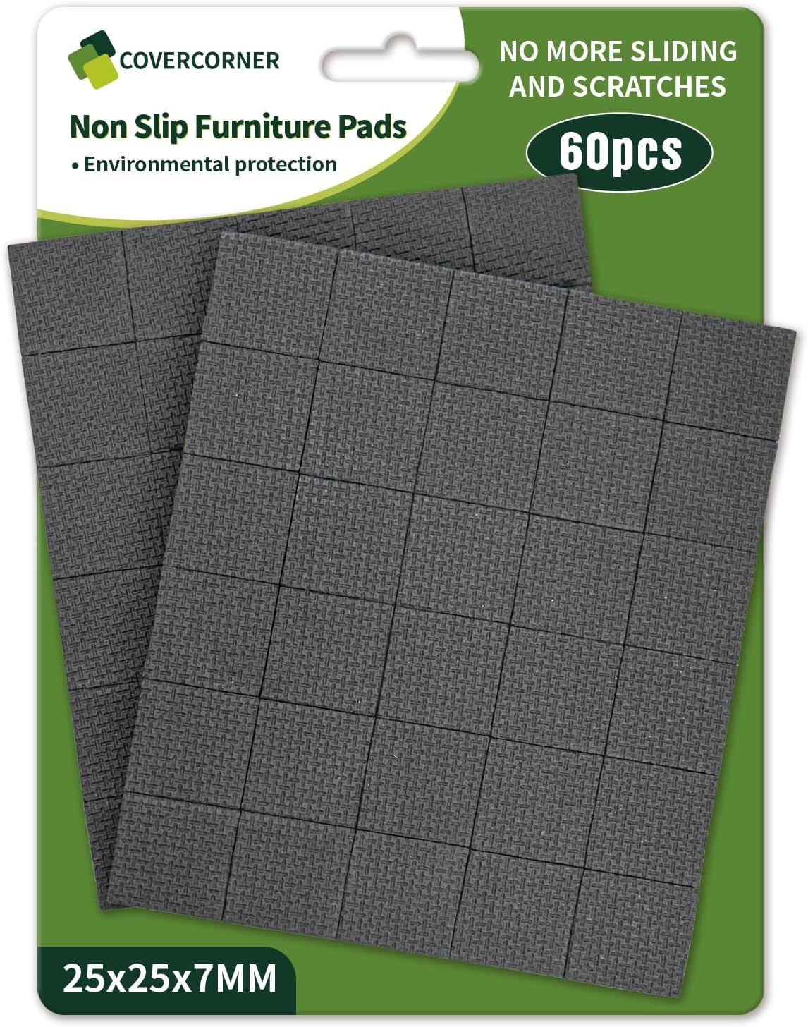 Non Slip Furniture Pads 36 PCS 1'' Square - Anti Slip Furniture Pads - Self Adhesive Rubber Feet Furniture Feet - Chair Leg Floor Protectors - Keep Furniture in Place