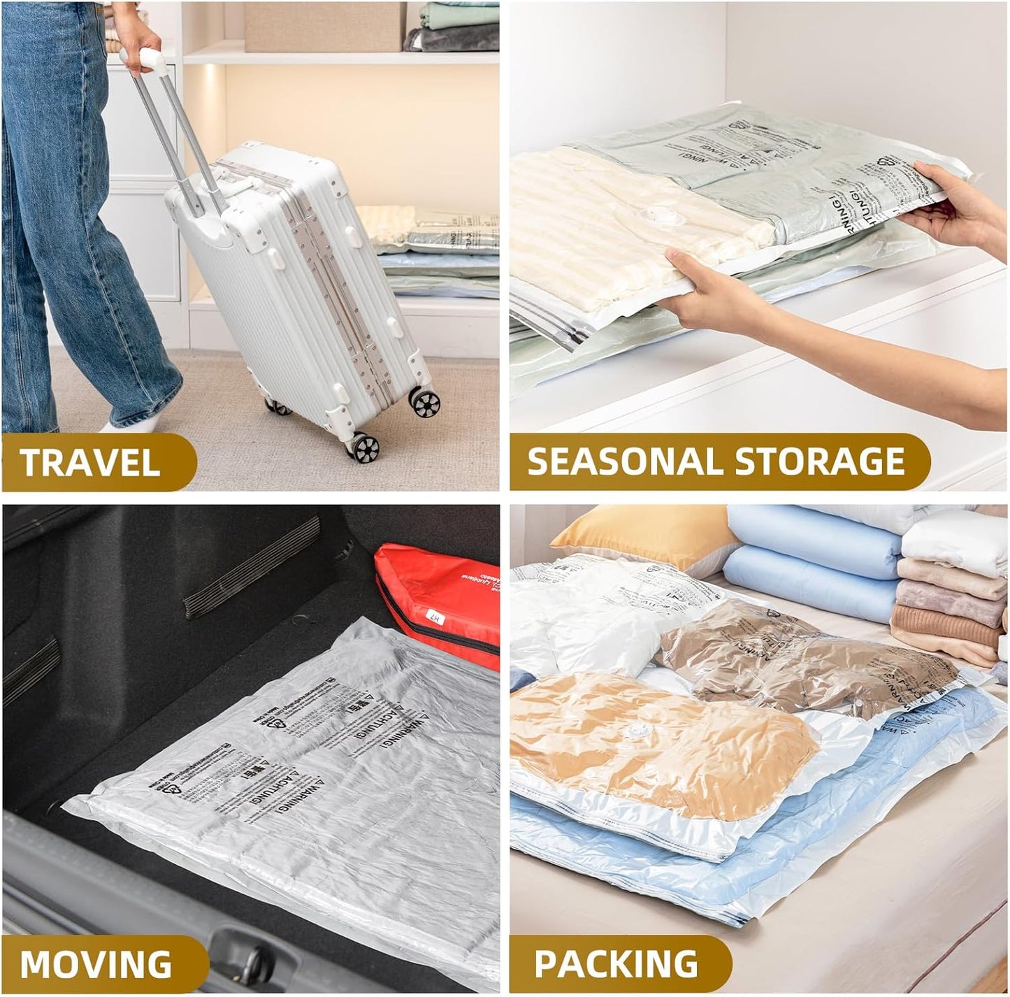 TAILI 8 Pack Vacuum Storage Bags, Jumbo Size (31×40 inch), Vacuum Seal Bags for Clothing, Bulky Bedding, Comforter, Blankets, Pillows, Space Saver Packing