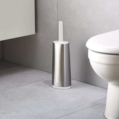 Joseph Joseph Flex Hygienic Silicone Toilet Brush with Slim Holder Set, Flexible Anti-drip, Anti-Clog Deep Clean Head - Gray/White
