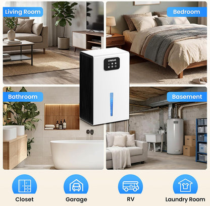 Dehumidifier, 1000 sq.ft Quiet Dehumidifiers for Home Bedroom Basement Bathroom with 95oz Water Tank, Sleep Mode, Auto Shut-Off 7 Colors LED Light, Black