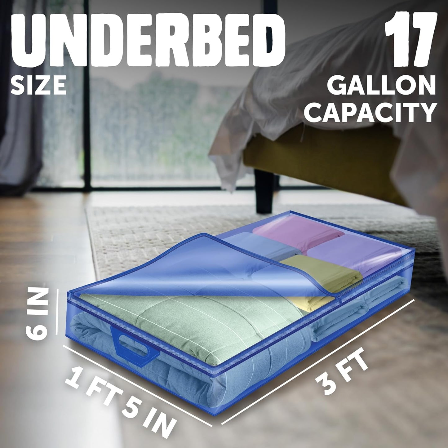 Ziploc Flexible Totes, X-Large Size, 22 Gallon, 2 Count Organizing Tote with Zipper and Built‑In Handles, Flexible & Stackable Clothing and Home Storage Bag