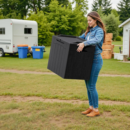 Devoko 30 Gallon Resin Deck Box Waterproof Outdoor Storage Box for Patio Furniture Pool Accessories Indoor Storage for Cushion Garden Tools (30 Gallon, Black)