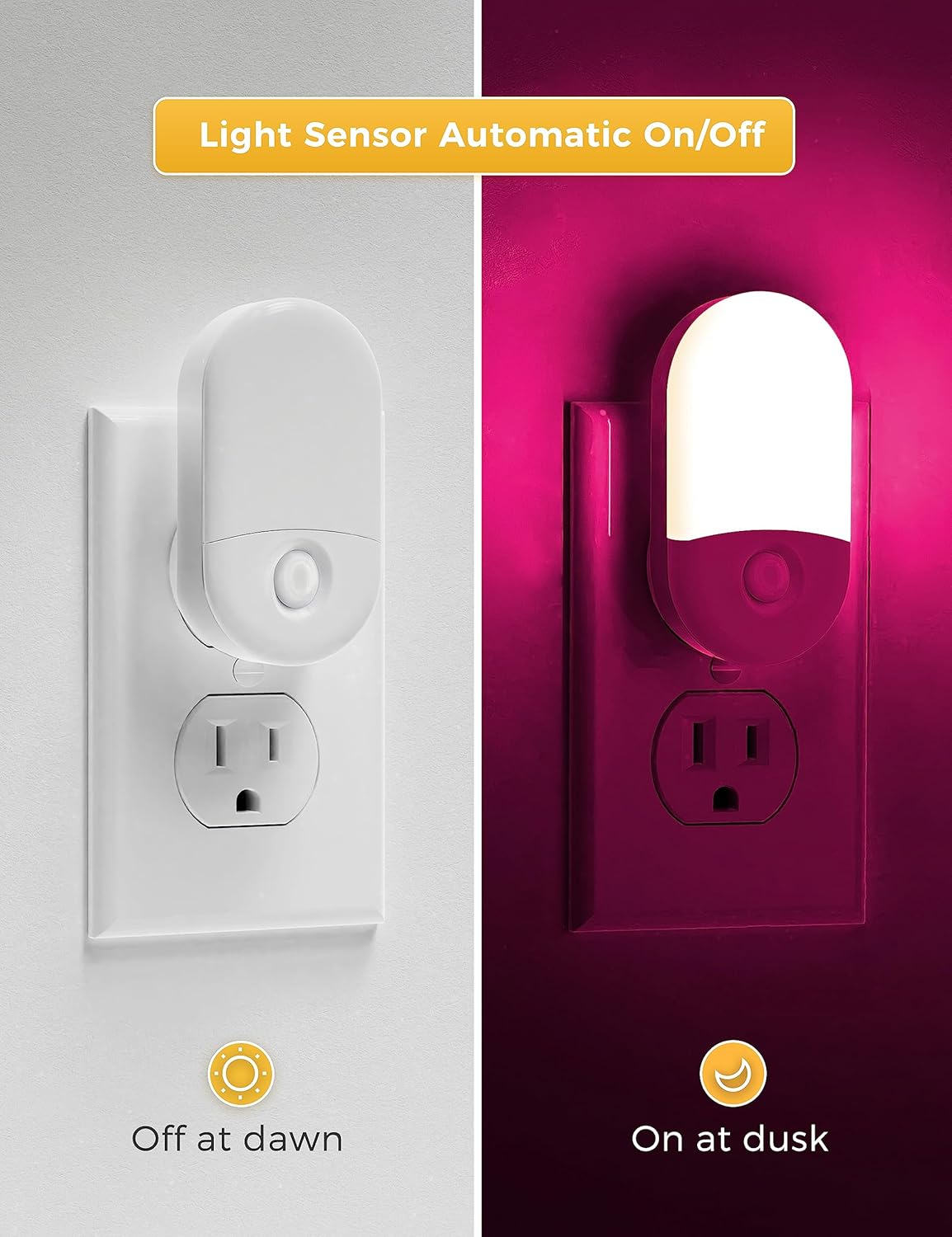 L LOHAS LED Night Lights Plug into Wall, [2 Pack] LED Dimmable Night Light with Light Sensors, 30/60LM Adjustable Brightness Nightlights, Soft White 3000K Automatic Night Light for Kid, Hallway