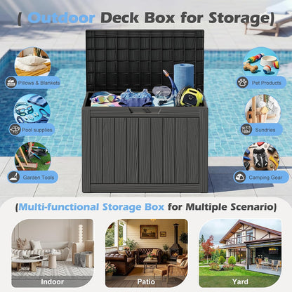 Outdoor Storage Box, 31 Gallon Resin Deck Boxes Outdoor Waterproof For Patio Furniture, Garden Tools, Pool Supplies, Lockable And UV Resistant (Rattan Gray)