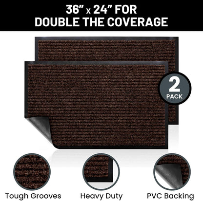 Sierra Concepts Front Door Mat Welcome Floor Mats - Entryway Indoor Outdoor Entrance Doormat, Patio, Porch, Muddy Shoe, Inside Outside Low Profile, 30x17 inches, 2-Pack Gray