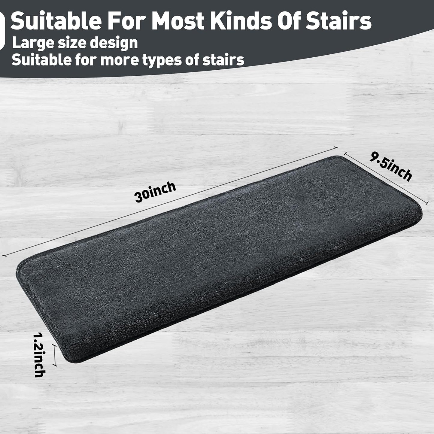 PURE ERA Carpet Stair Treads Ultra Plush 9.5" X 30"Soft Bullnose Indoor Stair Protectors Pet-Friendly Non-Slip Skid Resistant Tape Free Washable Reusable(2 Pieces,Brown)