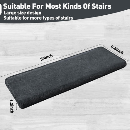 PURE ERA Carpet Stair Treads Ultra Plush 9.5" X 30"Soft Bullnose Indoor Stair Protectors Pet-Friendly Non-Slip Skid Resistant Tape Free Washable Reusable(2 Pieces,Brown)