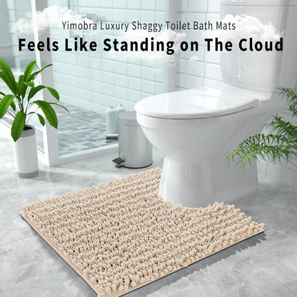 Yimobra Bathroom Rugs Non Slip Washable - Ultra Soft Absorbent Chenille Bath Mat, Quick Dry Shaggy Floor Carpet for Tub Shower, Gray Home Decor Accessories, 24x17 Inch