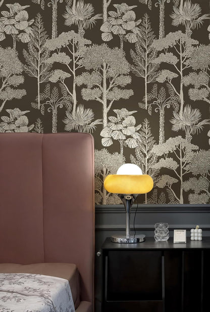 Safiyya Peel and Stick Wallpaper Beige Forest Contact Paper 17.3" x 118" Vintage Tree Wall Paper Renter Friendly Self Adhesive Removable Wallpaper for Bathroom Vinyl Off-White