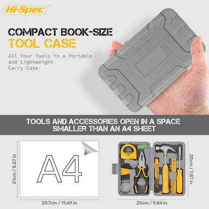 Hi-Spec Small Tool Kit Compact Set for Home and Office DIY, Green Mini Tool Box for Basic Household Repairs, Starter Toolkit in a Portable Toolbox Case.