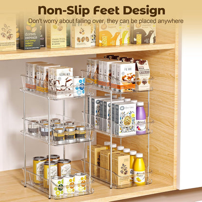 incostar 2 Tier Pull-Out Organizer for Bathroom Kitchen, Under Sink Storage with Dividers, Ideal for Cabinet, Cupboard Organization, Slide-Out Clear Storage, 1 Pack