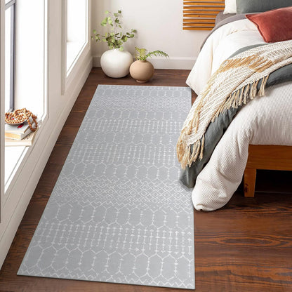 Lahome Moroccan Entry Rug 2x3, Non-Slip Washable Front Indoor Door Mat Rubber Backing Low-Profile Door Rugs, Small Geometric Print Distressed for Entryway Bathroom Kitchen, Black Hana