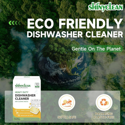 Heavy Duty Dishwasher Cleaning Tablets | Natural Dishwasher Cleaner and Deodorizer | Helps Remove Limescale, Hard Water & Odor | Septic Safe, 12 Pack - 1 Year Supply