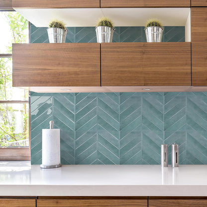 STICKGOO 10 Sheets Thicker Herringbone Peel and Stick Backsplash, 12.6”×9.7” Stick on Wall Tiles, Self Adhesive Tile Sticker for Kitchen Backsplash and Bathroom, White with Grey Grout