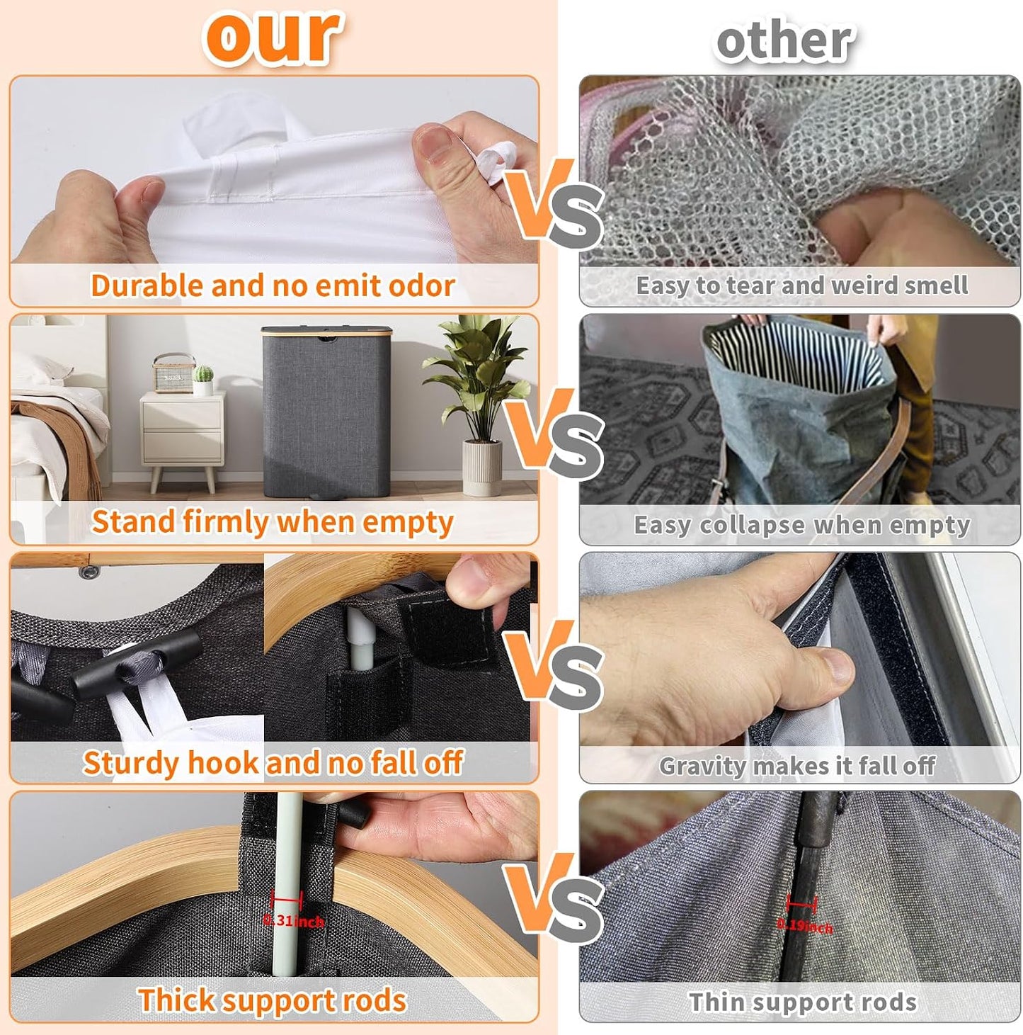 XLHOMO Double Laundry Hamper with Lid and Removable Bags, 150L Large Collapsible 2 Dividers Dirty Clothes Basket with Handles, Beige Double Laundry Basket Organizer for Bedroom,Laundry Room,College