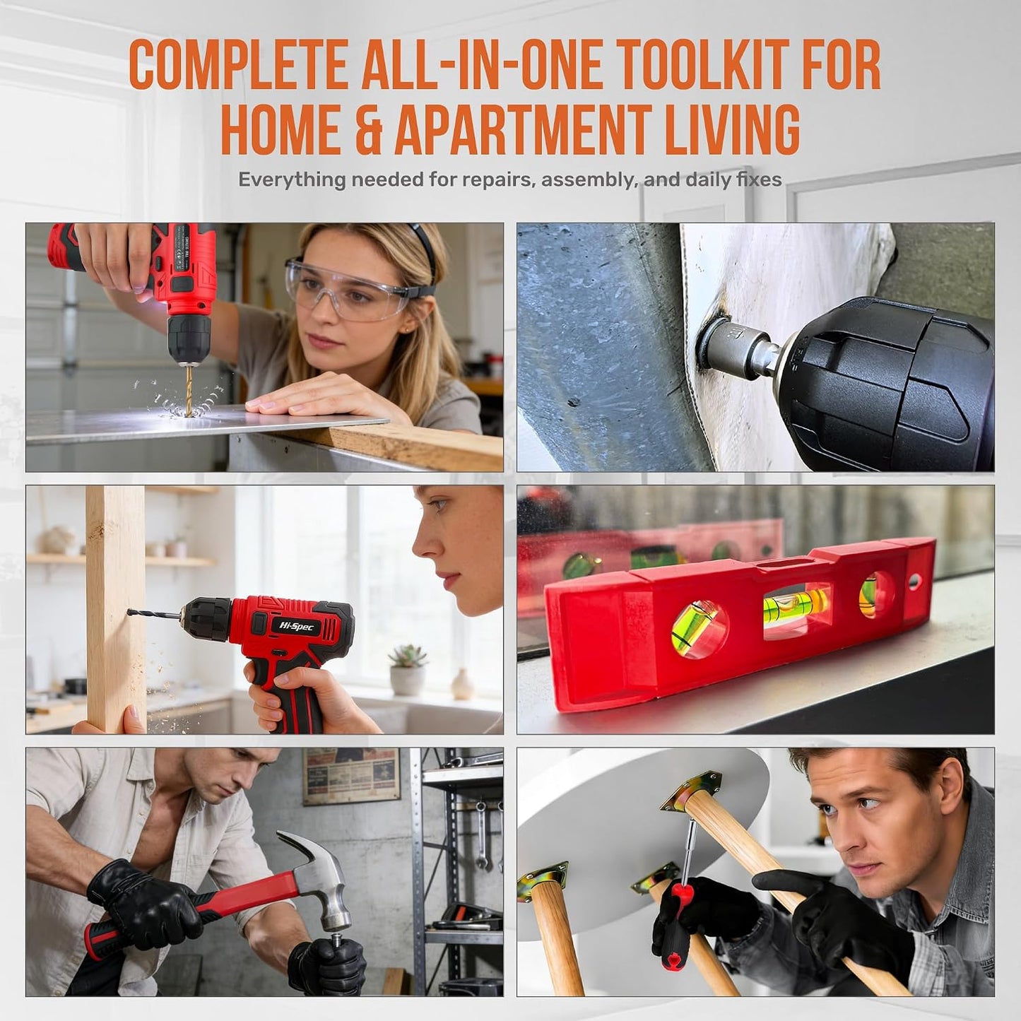 Hi-Spec Pink Tool Set with 8V Drill Set. Complete Cordless & Rechargeable USB Electric Drill Driver Kit for Women, Home DIY Repair & Maintenance, in a Compact Toolbox.