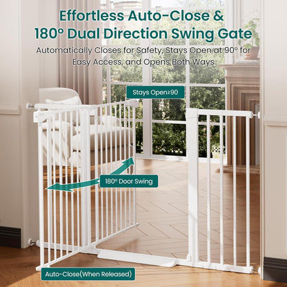 Cumbor 30-46" Baby Gate for Stairs, Mom's Choice Awards Winner-Auto Close Dog Gate for The House, Gifts for Mom, Easy Install Pressure Mounted Pet Gates for Doorways, Black