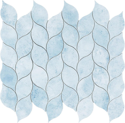 Tilingview 10-Sheet Peel and Stick Backsplash Tile for Kitchen, Self-Adhesive Mosaic Glossy Leaf Stick on Wall Tile with Gaps (Leaf Beige)