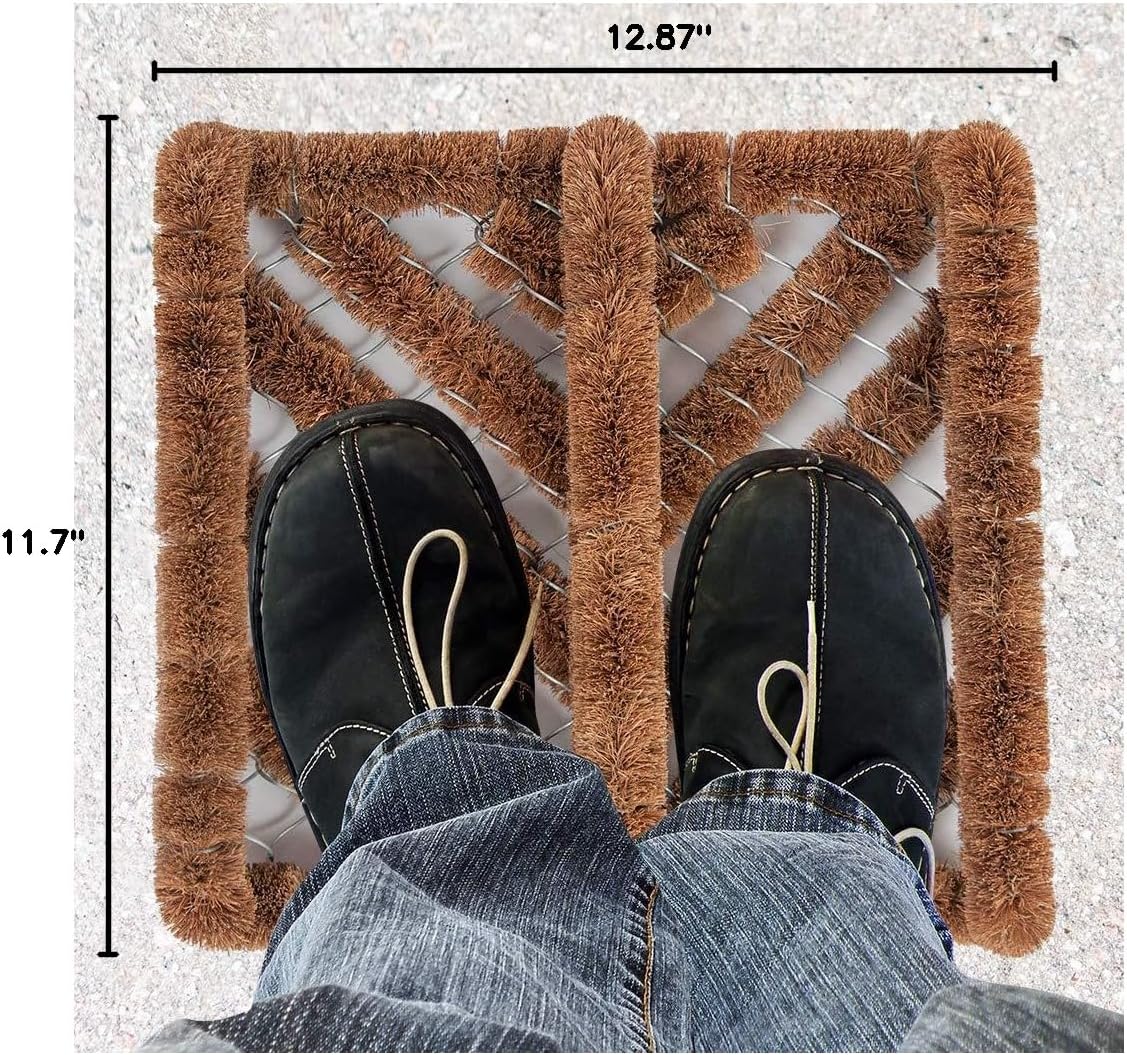NINAMAR Natural Coir Boot Scraper Door Mat - 13 x 12 inch