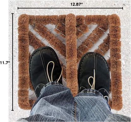 NINAMAR Natural Coir Boot Scraper Door Mat - 13 x 12 inch