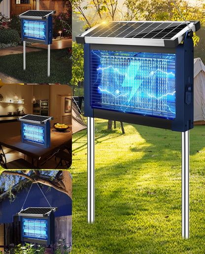 Solar Bug Zapper Outdoor, PhatroyYee Mosquito Zapper 4500V, Waterproof Portable Fly Zapper, Rechargeable Electric Mosquito Killer, Cordless Fly Insect Mosquitos Trap for Patio Yard Home Garden Camping