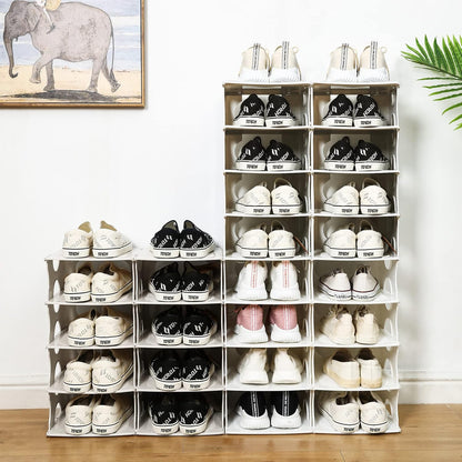 6-Tier Shoe Rack, Stackable Storage Organizer for Bedroom Entry, Adjustable Rack, Shoe Slots Shelf, Easy Tower Rack, Grey