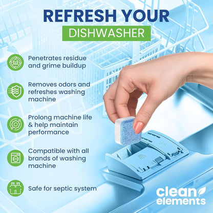 Dishwasher Cleaner Tablets & Deodorizer – 24 Pack (12 Month Supply) Deep Cleaning Descaler Pods, Removes Limescale, Hard Water, Calcium, Grease & Odor, Septic Safe Heavy Duty for Dish Washer