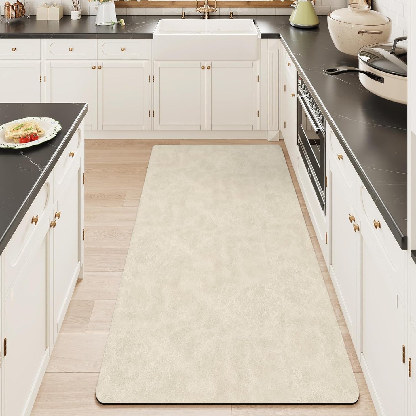 Mecko Bath Mat Rug, Rubber Non-Slip Quick Dry Absorbent Thin Bathroom Rugs Fit Under Door Bathroom Floor Mats-Shower Rug for in Front of Bathtub, Sink, Shower Room(Light Grey,16"x24")