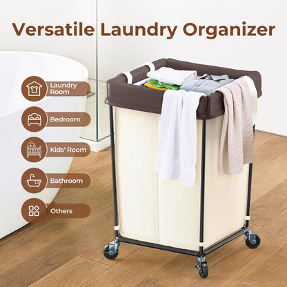 Mefirt 320L Laundry Hamper with Wheels, 3 Section Large Rolling Laundry Basket Bag with Wheels, Clothes Hamper Cart for Laundry, Bedroom, Bathroom and Dorm
