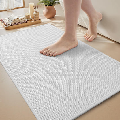 MontVoo Bath Mat Rug-Ultra Thin Non Slip Bath Mats for Bathroom Mat Quick Dry, Rubber Backing Washable Bathroom Rugs Fit Under Door, Absorbent Bath Rugs for Floor,17"x24",Khaki