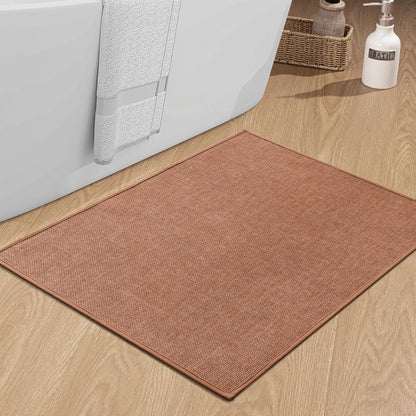chakme Bathroom Rugs Mat 24x17, Ultra Thin Non Slip Bath Mat Small Quick Dry Absorbent Bath Mat for Bathroom Floor, (Dark Beige, 24"x17")
