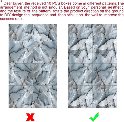 Chejiaye Shower Wall Panels Peel and Stick,Marble Wall Panels for Interior Decor,Backsplash Tile for Kitchen Showers Bathrooms Living Rooms 11.8"x11.8"in 10Pcs, Grey (Not Real Tile,9.7 Sq.ft)