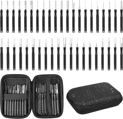 Terminal Pin Removal Tool Kit 82 Pcs Depinning Electrical Connector Pin Extractor Tool Set Wire Terminal Release for Automotive Car Household Devices - Black