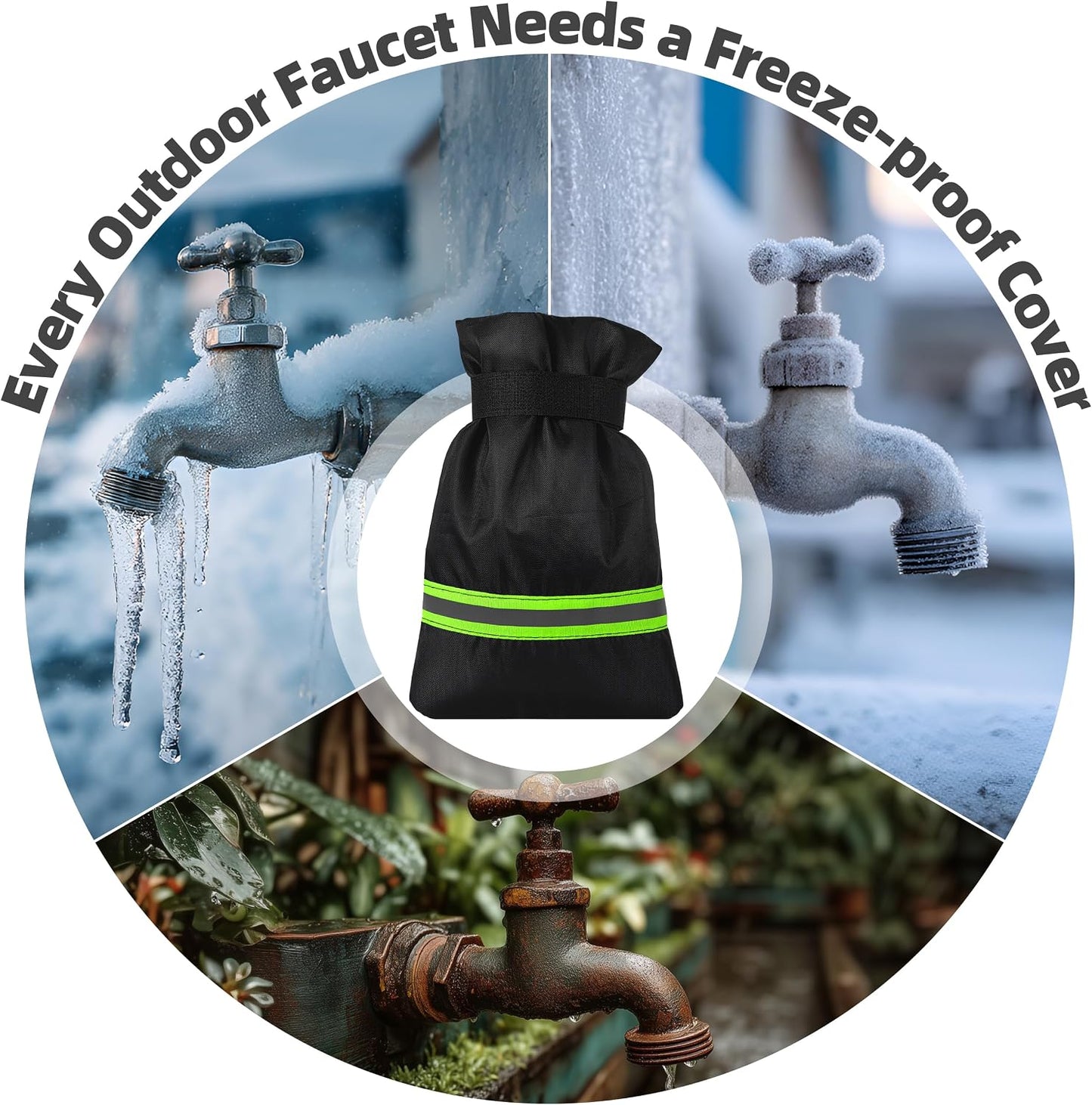 Outdoor Faucet Covers for Winter: Freeze Protection for Outside Hose Bib Spout - Insulation Water Spigot Sock with 9.5" H x 6.7" W - Waterproof Tap Cover Reusable for Garden 6 Pack