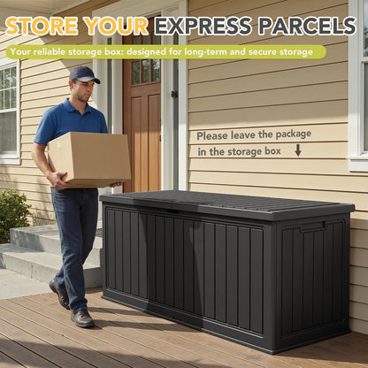 32 Gallon Deck Box Outdoor Indoor Waterproof Storage Box for Patio Furniture, Pool Accessories, Garden Tools, and Cushion Storage, Black