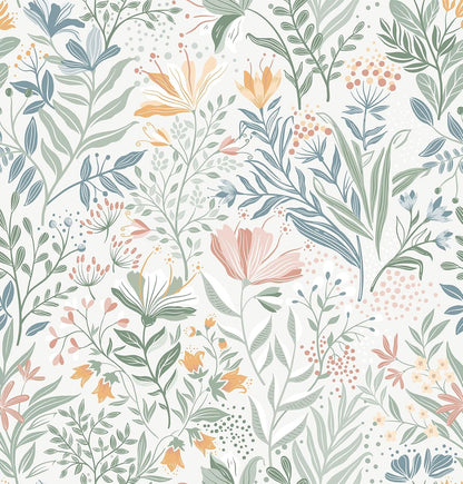 Fititem Floral Peel and Stick Wallpaper Boho Floral Contact Paper Modern Flower Removable Self Adhesive Waterproof Wallpaper for Bathroom Bedroom Fun Wildflower Contact Paper Cabinets 17.3inW 78.7inL