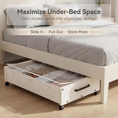 KITHELP Under Bed Storage Containers with Wheels, 2 Pack Underbed Shoe Storage Organizer with Removable Lids, Large Rolling Under Bed Storage Dresser Drawers for Clothes Toys Shoes Blankets